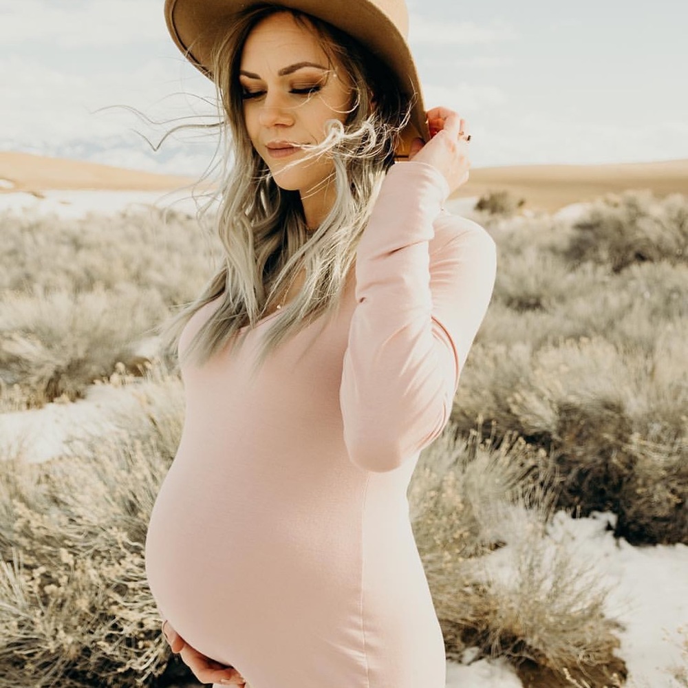 PinkBlush long sleeve mermaid maternity photo